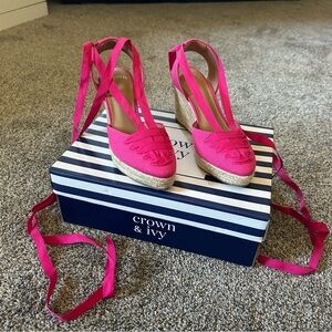 Crown & Ivy Fuchsia Espadrille Wedges